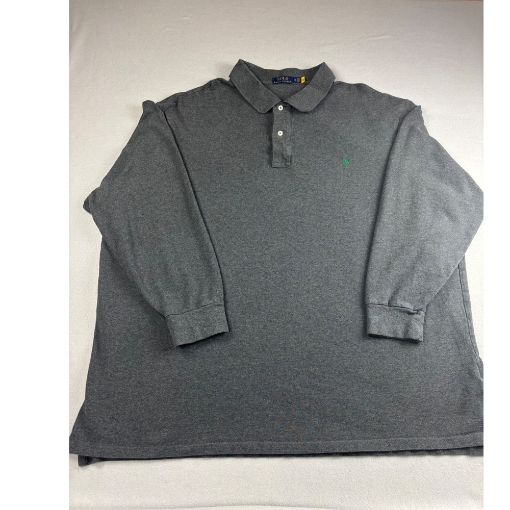 Polo Ralph Lauren Shirt Mens 4XB Big Long Sleeve Gray GreenPony Pullover Cotton